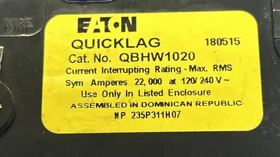 Used CUTLER-HAMMER QBHW1020 Miscellaneous Equipment (Electrical & Power) | Surplus Asset Holdings #1198970