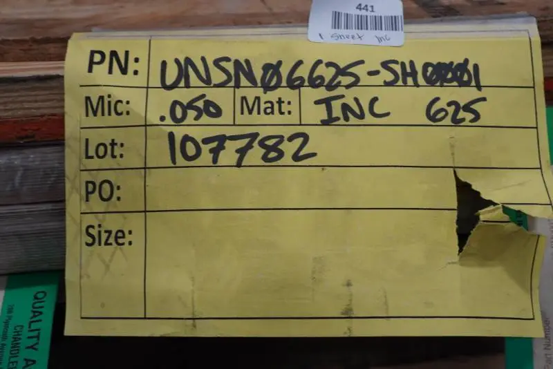 625 Inconel Sheet Metal - .050" - 36" x 36" Uncut Area