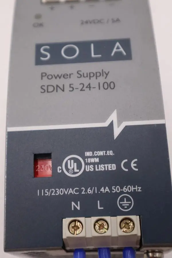 SOLA SDN 5-24-100 POWER SUPPLY 230VAC STOCK #L-208A