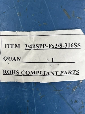 (15)Male To Female Stainless  Fittings 3/4BSPP-Fx3/8-316 S/S Fast 🇺🇸 Shipping