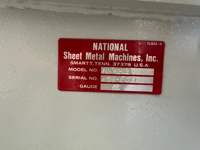 NATIONAL SHEET METAL U6-7212 Brakes, Box & Pan Manual | Norcal Machinery (2)