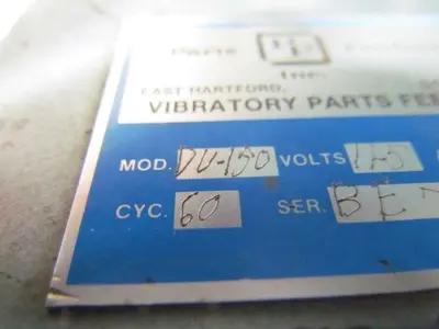 Parts Feeders DU150 Vibratory Parts Feeder 17" dia X 4" BowL 2 Rounds 7/8" 115V