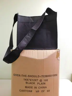 Black Over The Shoulder Totes - 16" x 7" x 14"
