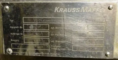 Krauss-Maffei VZO 125/3.2C perforate basket centrifuge, 316SS.