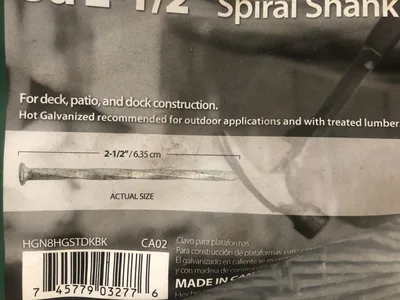 Huttig Grip 8D Fence deck nails 2 1/2″ spiral shenk 50 lb HGN8HGSTDKBK
