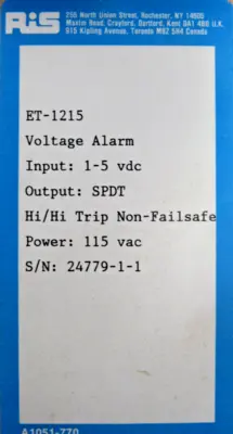 NEW RIS ET-1215 VOLTAGE ALARM 1-5VDC ET1215