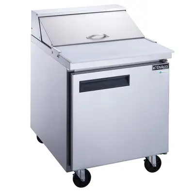 New | in-Stock Dukers New Dukers DSP29-8-S1 1-Door Commercial Food Prep Table Refrigerated in Stainless Steel Food Prep Tables Illinois US | Falcon Restaurant Supply #1376251