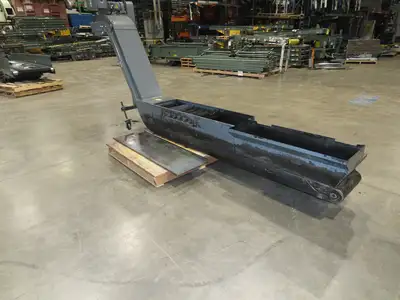 Enomoto Hinge Belt CNC Chip Conveyor 15"x 88" Infeed 46" Discharge 220V 3PH