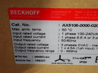 NEW BECKHOFF AX510600000202