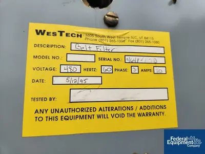 USED Westech 6 Sq. Ft. Westech Belt Vacuum Filter Skid