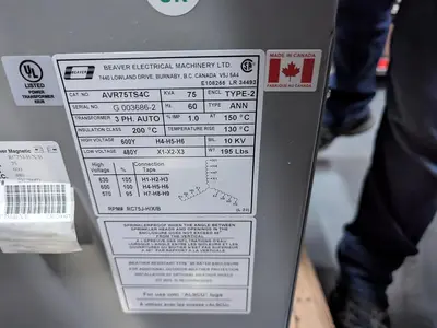 USED BEAVER ELECTRICAL MACHINERY AVR75TS4C