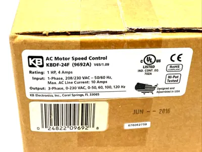 New | in-Stock KB Electronics KBDF-24F, 9692A Variable Speed Drives Michigan US | Maverick Industrial Sales #1467988