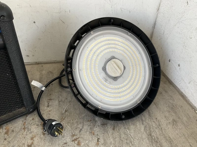 Crate XT15R speaker, a Cooper 120-347V hanging light, and a London LWINGL10001 1000W LED grow light
