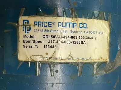 Price Pump,CD150VAI-494-003-300-36-3T7, Centrifugal Pump WITH 3HP Motor 3450 RPM