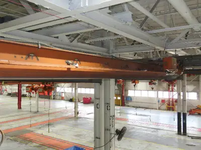 Cleveland Tramrail P&H 1 Ton Single Girder Underhung Bridge Crane 45' 10" Span