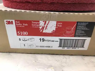3M 5100 19″ Red Floor Buffer Buffing Pads 175-600RPM -NIB of 5
