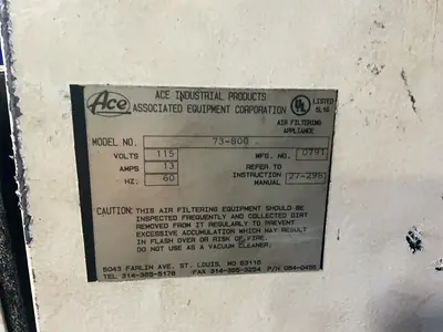 Used ACE INDUSTRIAL PRODUCTS 73800 Air Cleaners Ohio US | HGR 24 #1506879