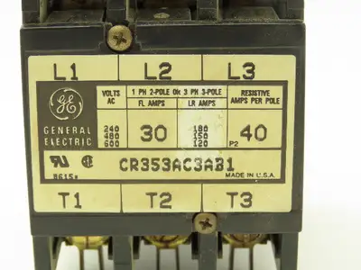 General Electric CR353AC3AB1 Contactor Motor Starter 600VAC 30A 3Ph Coil 240VAC