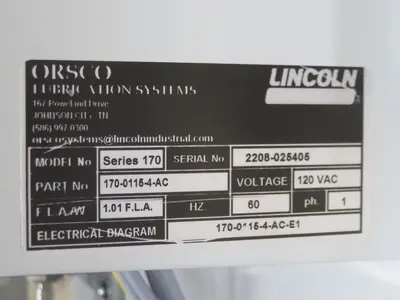 New | in-Stock ORSCO 170-0115-4-AC Lubrication Equipment Texas US | Aucto #1308459