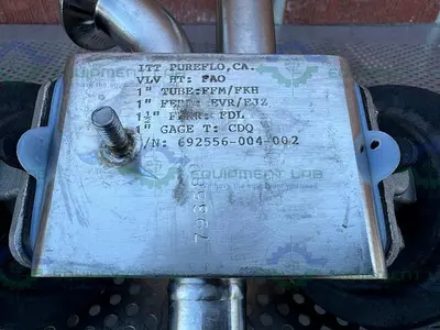 USED ITT PURE FLO ADVANTAGE 4 - WAY DIAPHRAGM VALVE W/ 1" SANITARY FITTING