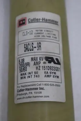 Cutler-Hammer CLS-12 5ACLS-9R Current Limiting Fuse 5.08 200(9R) Amp STOCK H892