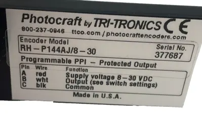 NEW TRI-TRONICS PHOTOCRAFT RH-P144AJ/8-30 MW1-10 ENCODER MW-1-B RHP144AJ830