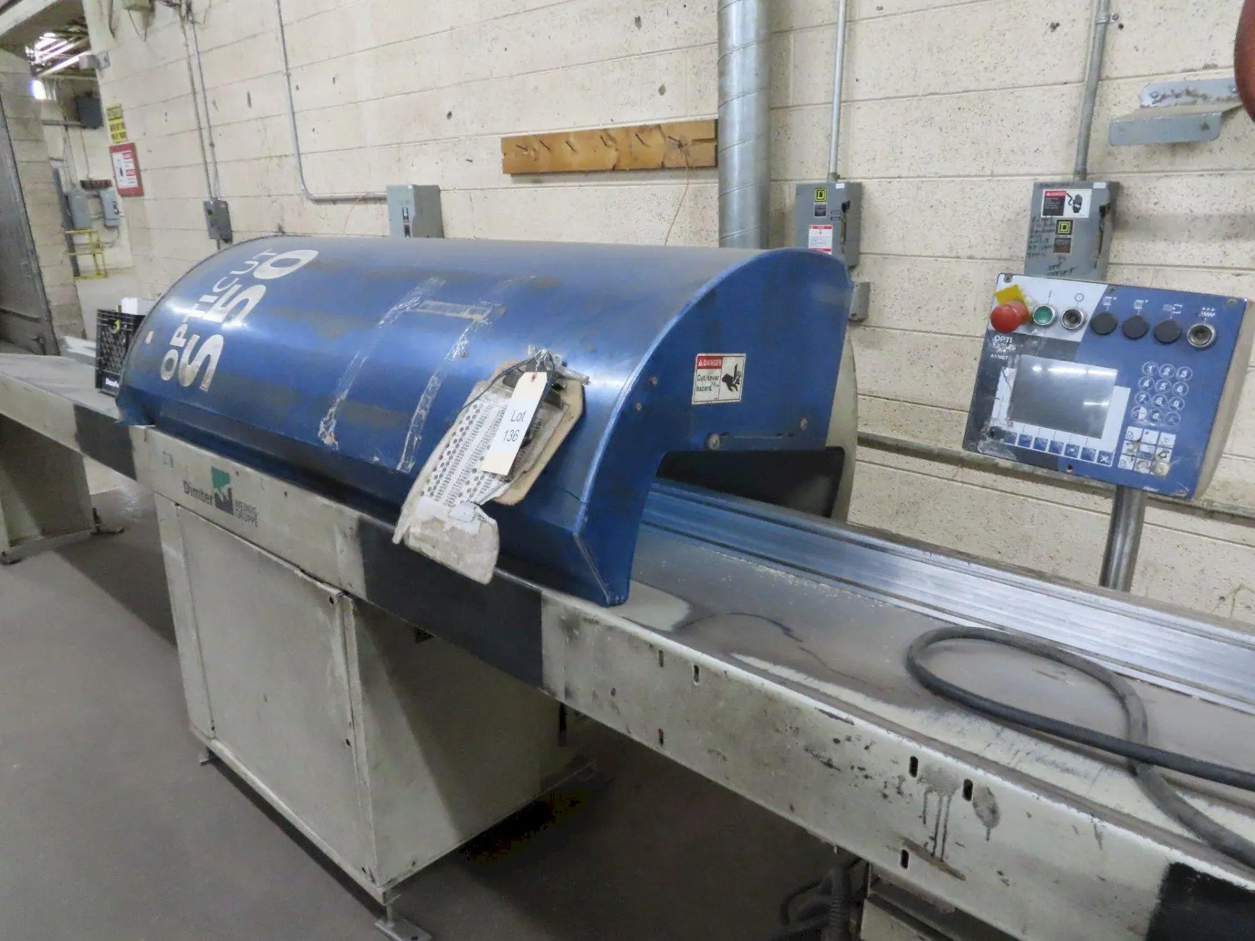 4" HIGH X 12" WIDE DIMTER OPTICUT MODEL #S50 CROSS-CUT AUTOMATIC WOOD SAW, NEW 2003: STOCK #22921