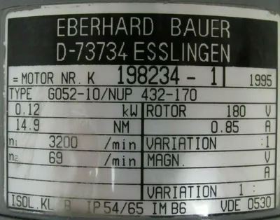 NEW EBERHARD BAUER NUP 432-170 D73734