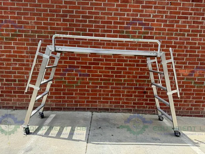 Used STAINLESS STEEL TWO SIDED PLATFORM LADDER 63" X 77" X 30" ON CASTERS Catwalks California US | Equipment Lab #488749