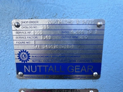 1000 HP Nuttall Gear Catalog S16 Ratio 4.444 Gear Reducer New Storeroom Spare