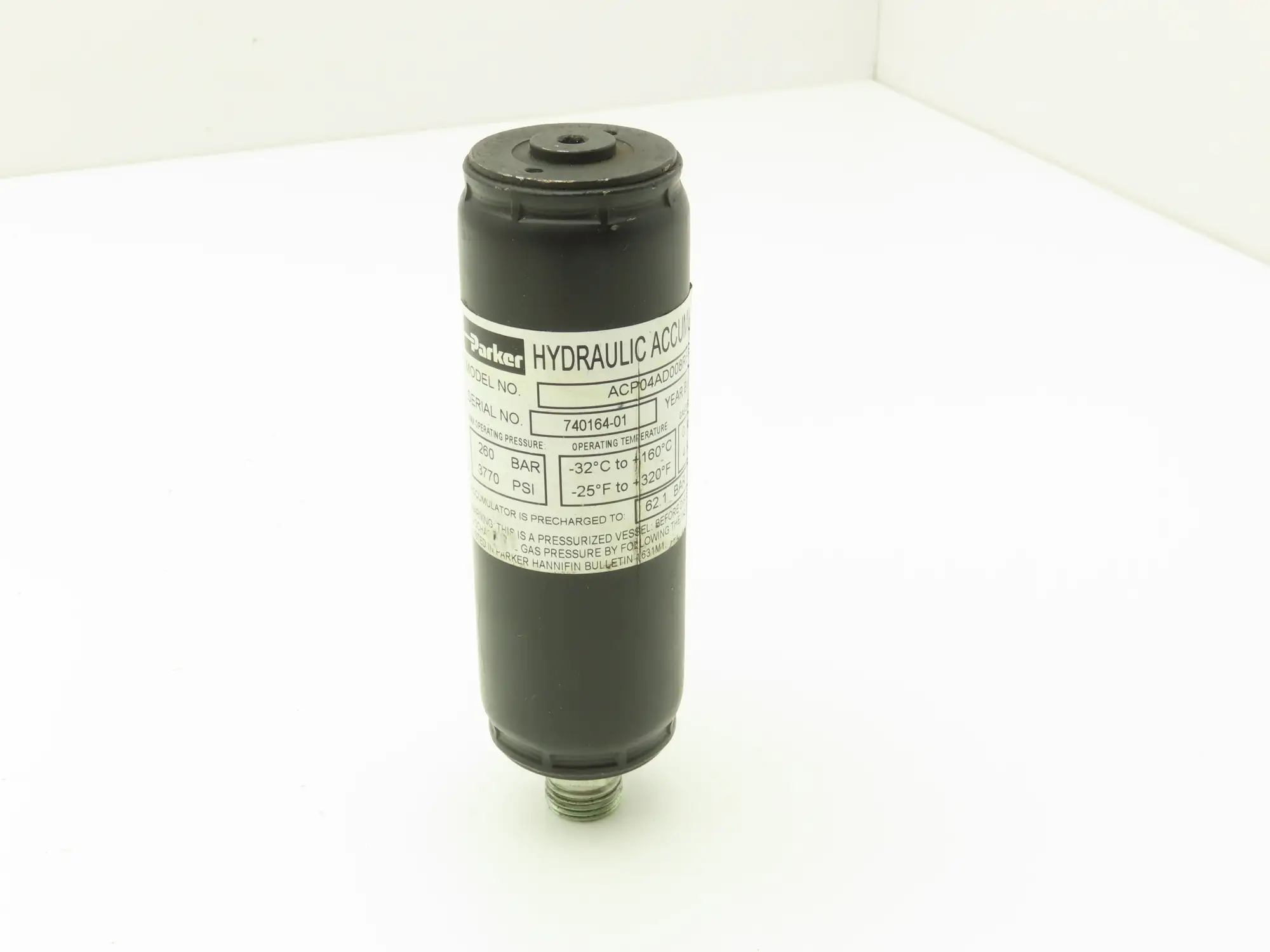 Parker ACP04AD008R57H Forklift Hydraulic Accumulator 900 PSI Off Hyster E80XN
