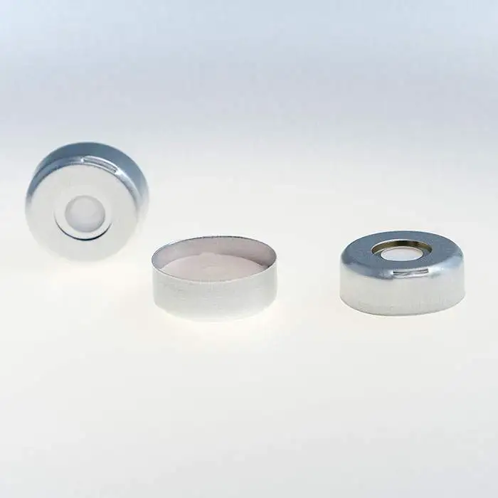 Pre-Assembled Aluminum Crimp Cap with PTFE/Silicone (White) Septa and Star Spring, 1000/pk