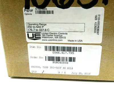 NEW SEALED UNITED ELECTRIC CONTROLS E100-8BS TEMPERATURE CONTROL SWITCH E1008BS
