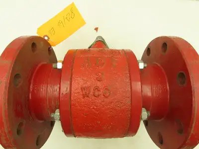 WKM DynaSeal 350 Green Poly Lined 3Pc Chemical Ball Valve 3" Flanged 8-Bolt