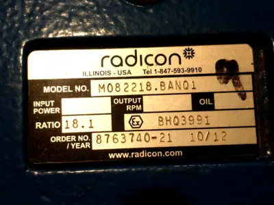 New | in-Stock Radicon M082218.BANQ1, Series M Speed Reducers Michigan US | Maverick Industrial Sales #1401032