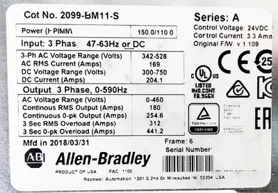 Used Tested Allen Bradley 2099-BM11-S Kinetix 7000 Servo Drive Authentic Unit