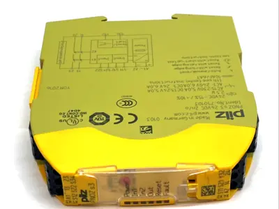 USED PILZ SAFETY RELAY 24VDC 2NO E‑STOP GATE MONITOR DIN RAIL 750103