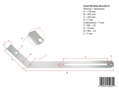 USED PRO-FILL INC LABEL MACHINE BRACKET D