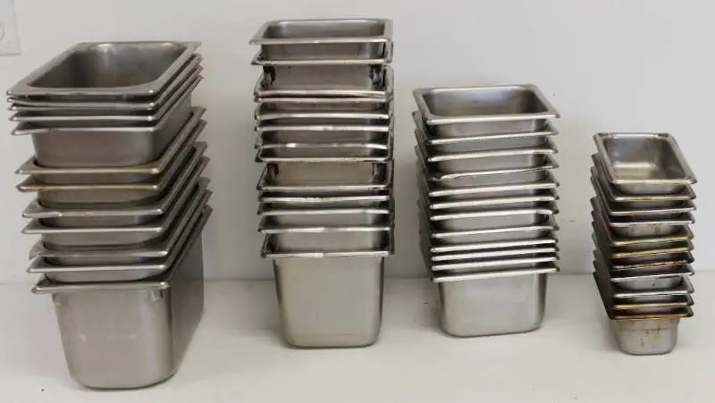 Stainless Steel Commercial Containers For Prep Tables & Fridges. Approx. 45 Pan