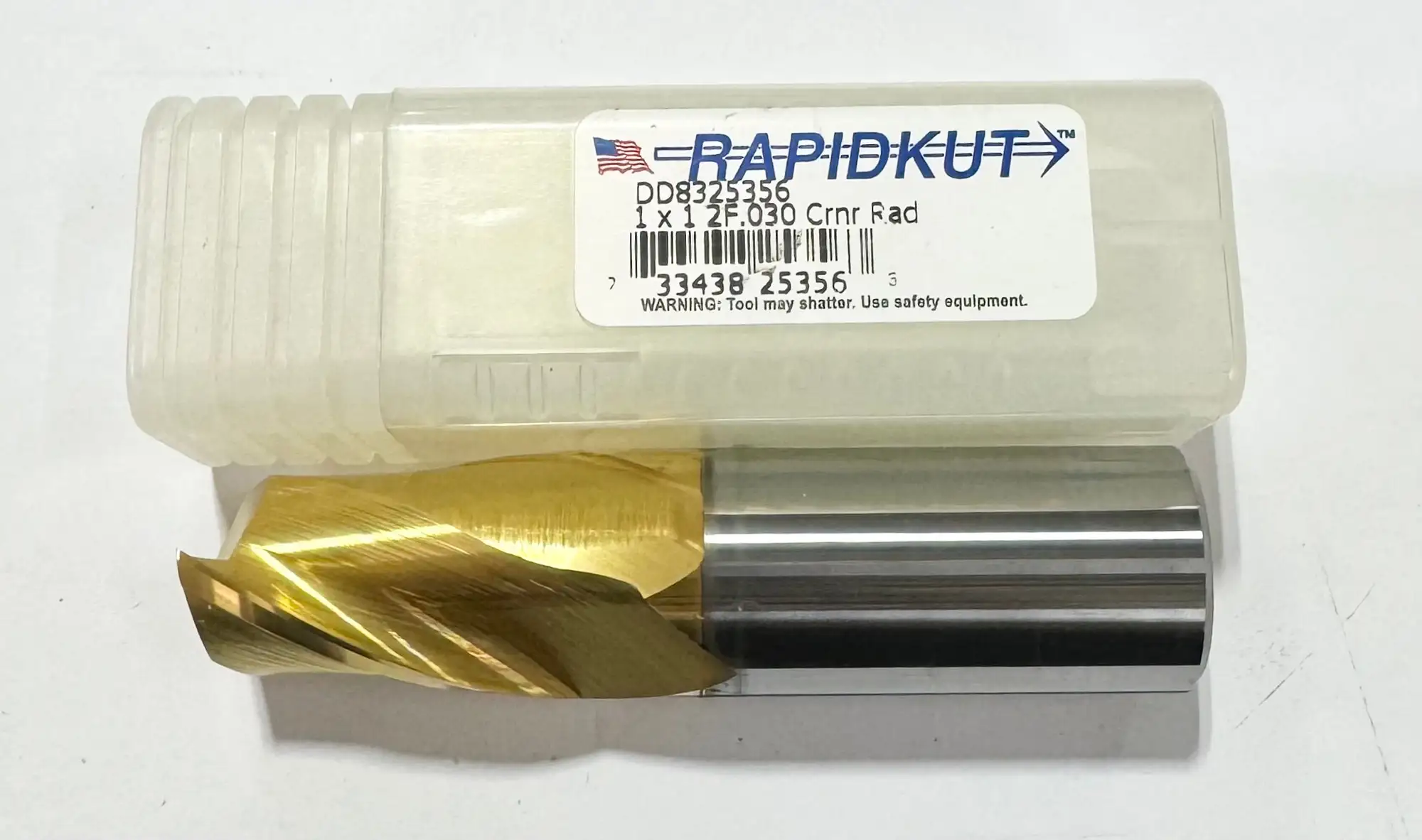 RapidKut 1" Carbide End Mill .030" Radius 2 Flute Tin Coated USA Made