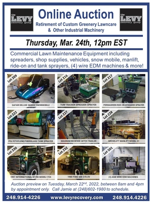 Retirement of Custom Greenery Lawncare and Other Industrial Machinery 