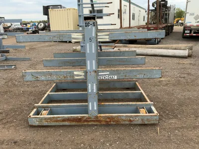 Metal Two Sided Cantilever Rack, on wheels so it can roll sideways, welded together, arms stick out ...