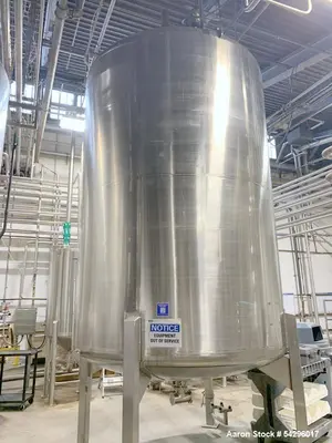 Used 3,200 Gallon Stainless Steel Tank – Vertical Dished Vessel with Multiple Po