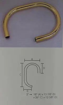 Classic Service Bar Rail - 2" Diameter - Polished Brass Finish