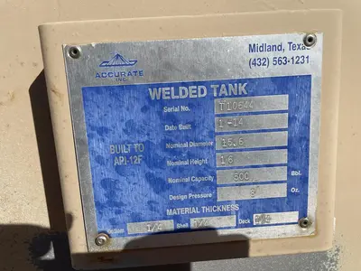 USED 2014 ACCURATE INC 500BBL VERTICAL TANK