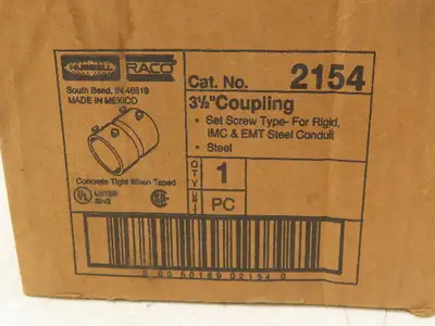 Raco Hubbell 2154 IMC EMT Set Screw Rigid Conduit Coupling  3.5" Lot of 9