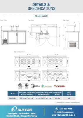 New | in-Stock Dukers New Dukers DKB60-M2 Dual Tap Kegerator Beer Equipment Illinois US | Falcon Restaurant Supply #1376343