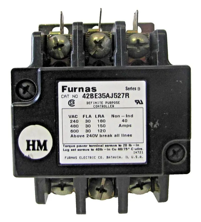 Furnas 40A 42BE35AJ527R Definite Purpose Controller Contactor 24V Coil 40 Amp