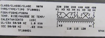 NEW SQUARE D 9070TF1000D1 TRANSFORMER 90492