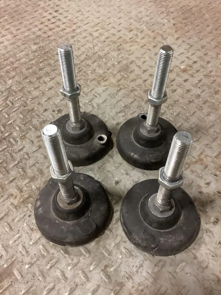 Adjustable Conveyor Leveling Feet 3/4” thread, 5” dia pad – Lot of 4